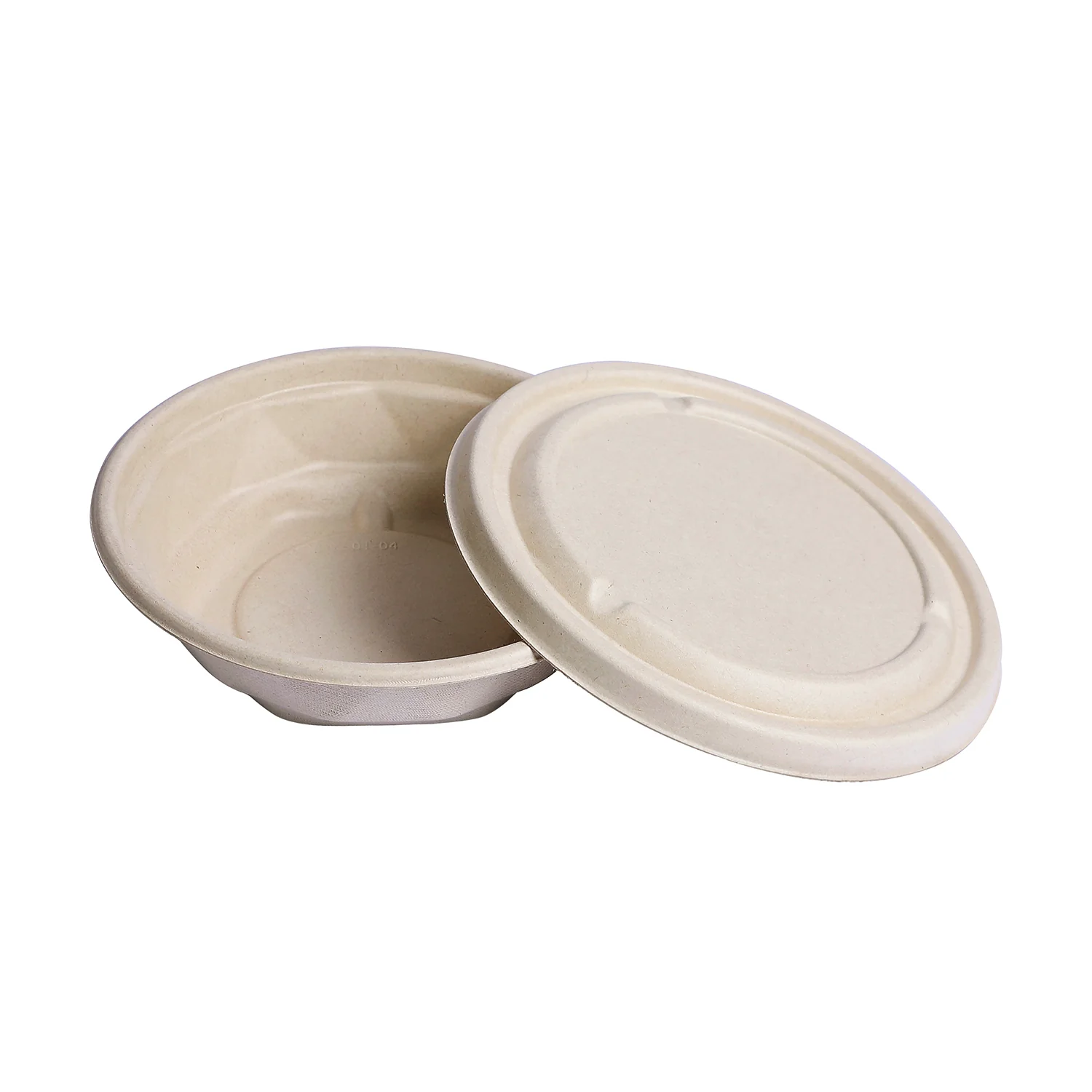 500 ml (17 oz) Bagasse Bowl with Lid (Round / Diamond)