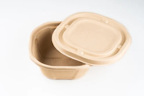 750 ml (25 oz) Bagasse Bowl with Lid (Round / Diamond)