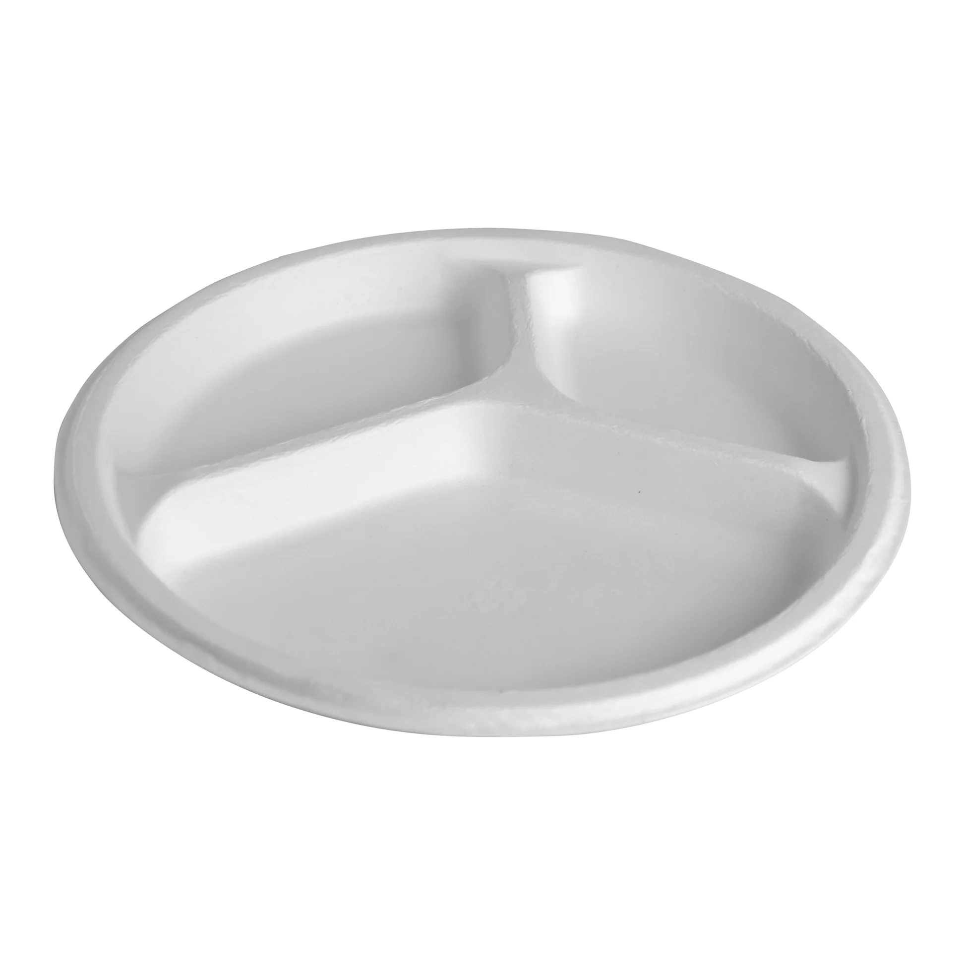 9 inch Bagasse 3-Compartment Round Plate